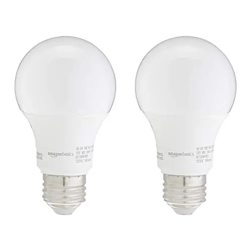 Amazon Basics A19 LED light bulb in daylight white