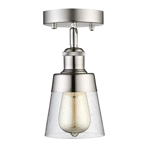 Fivess modern flush mount ceiling light with seeded glass shade