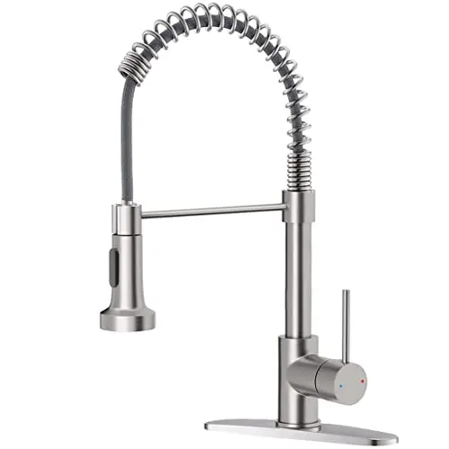 OWOFAN brushed nickel kitchen faucet with pull-out sprayer and single handle