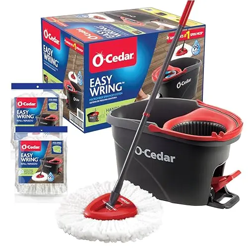 O-Cedar EasyWring spin mop bundle with extra refill pads