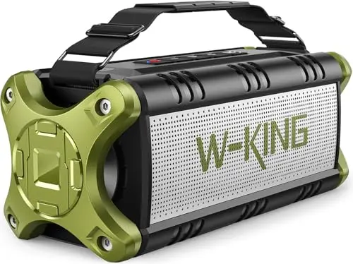 W-KING D8 rugged Bluetooth speaker with dual subwoofers and carry handle