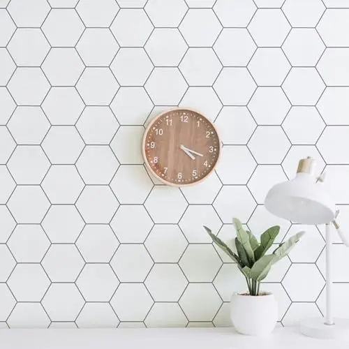 Fiula white and grey hexagon peel and stick wallpaper for kitchen