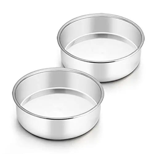 TeamFar stainless steel round cake pans with mirror finish