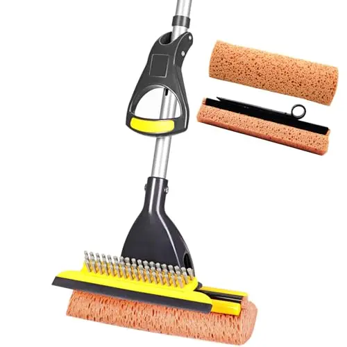 Yocada yellow and gray sponge mop with telescopic handle