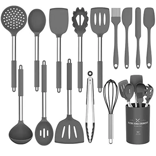 Umite Chef silicone kitchen utensils set with stainless steel handles