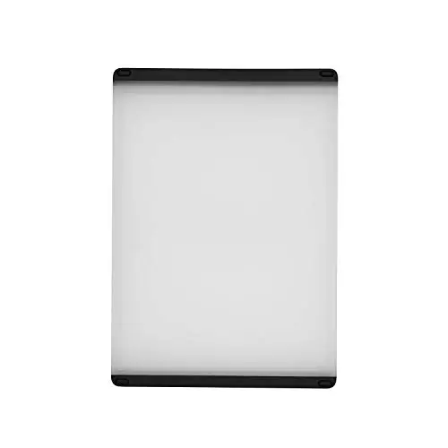 OXO Good Grips everyday plastic cutting board with clear surface and handles