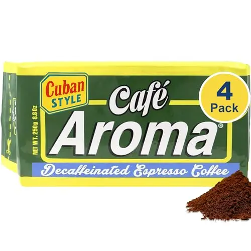 Café Aroma Decaf Dark Roast Espresso Ground Coffee vacuum sealed bag