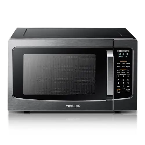 TOSHIBA black stainless steel microwave with inverter technology