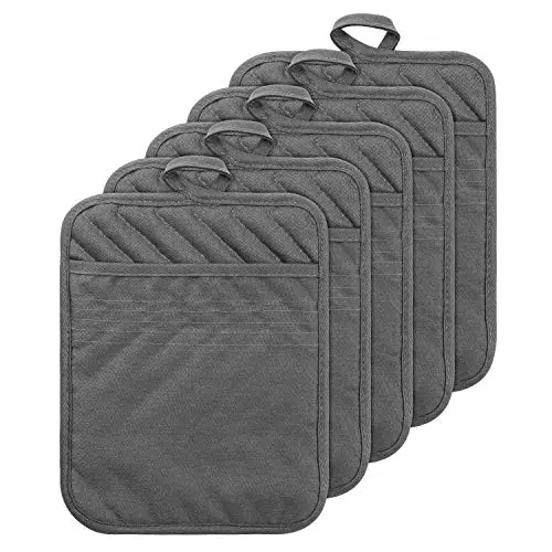 GROBRO7 5-pack pocket pot holders in gray