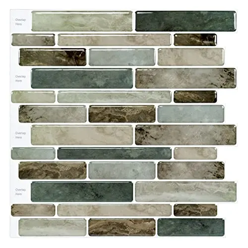 LONGKING dark brown marble peel and stick tile for kitchen backsplash