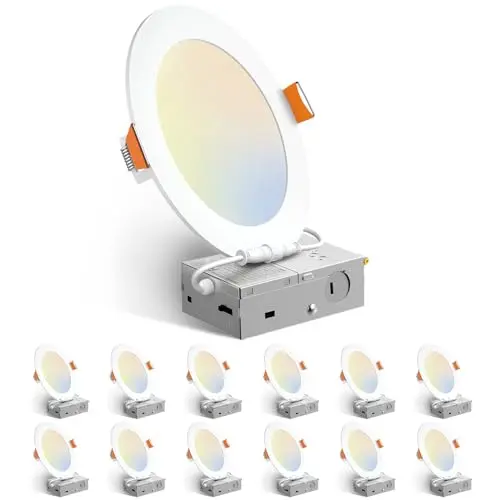 Amico 6-inch ultra-thin LED recessed ceiling light with junction box