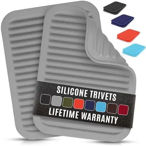 Zulay silicone trivet mats protecting kitchen counter from hot pots