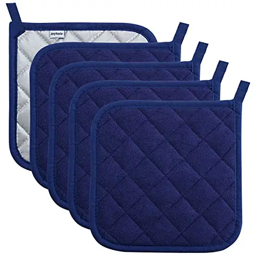 Joyhalo dark blue quilted pot holders set