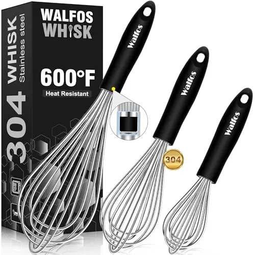 Walfos three-piece stainless steel balloon whisk set