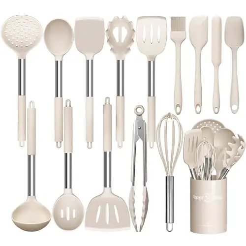 Umite Chef 15-piece kitchen utensils set with silicone heads and stainless steel handles