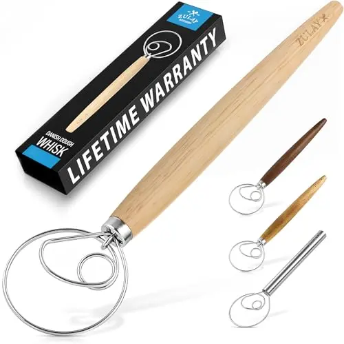 Zulay Kitchen Danish dough whisk with rubberwood handle