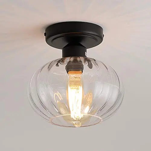 Fivess industrial flush mount ceiling light with clear glass shade