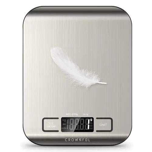 CROWNFUL compact digital kitchen scale with silver finish