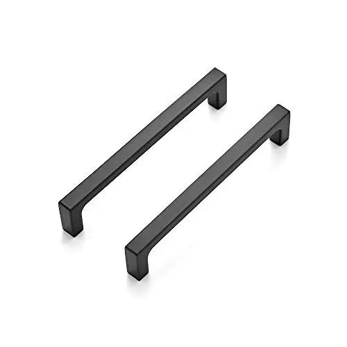 Ravinte solid square cabinet handles in matte black finish