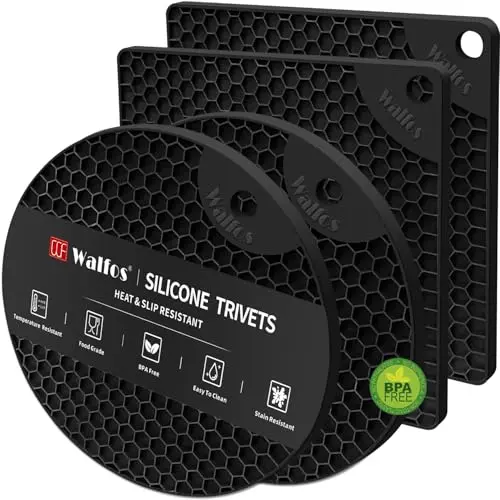 Walfos silicone trivet mats in square and round shapes