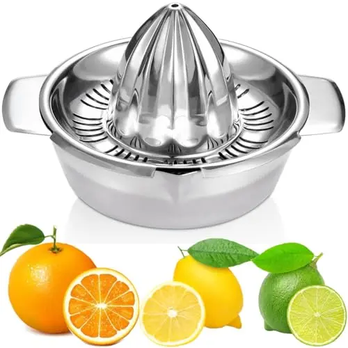 Etinslant stainless steel manual citrus juicer with two pour spouts
