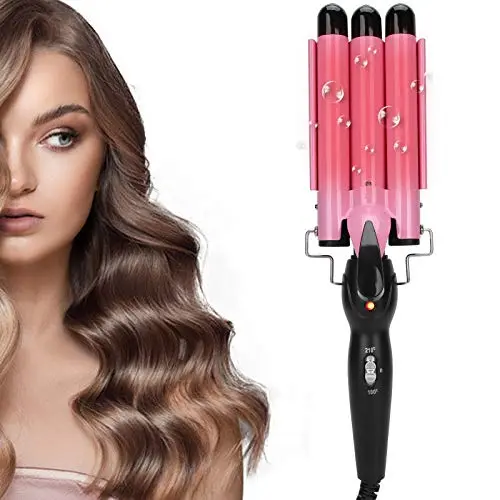 YUYTE 3 barrel hair curling tongs in golden color