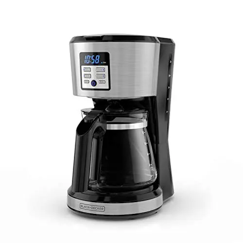 BLACK+DECKER programmable coffee maker with silver finish