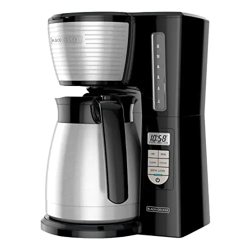 BLACK+DECKER 12-cup thermal programmable coffee maker in black and silver
