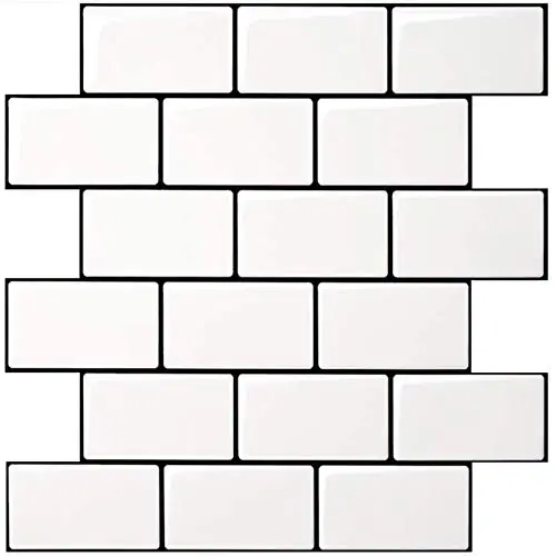 Art3d thicker white subway peel and stick tile with black grout