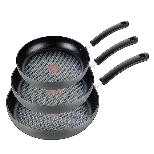 T-fal hard anodized nonstick fry pan set with black finish and heat indicator
