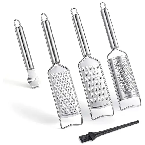 Tongjude five-piece grater set in silver with brush