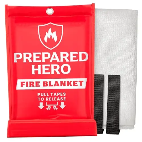 Prepared Hero emergency fire blanket in red with wall-mount option