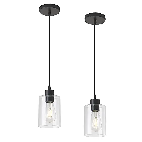 KLSS black pendant light with clear glass shade