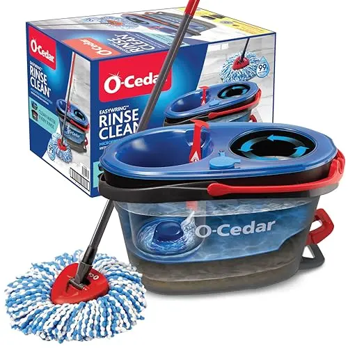 O-Cedar RinseClean spin mop with dual-compartment bucket