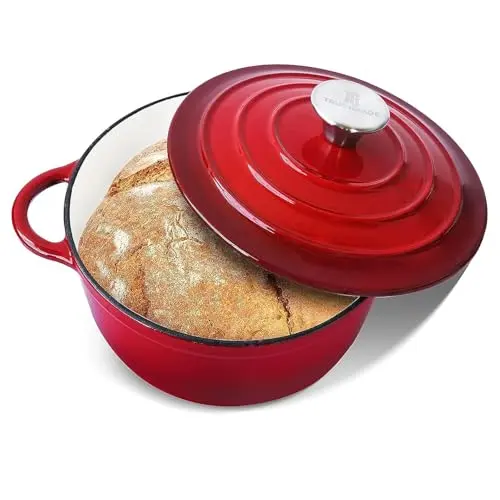 Trustmade red enameled cast iron Dutch oven