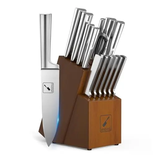 imarku 15-piece Japanese stainless steel knife block set