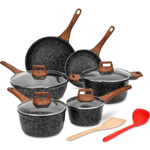 ESLITE LIFE 12-piece granite coating nonstick cookware set