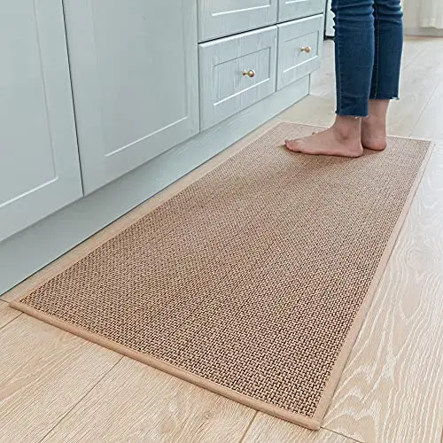 MONTVOO non-skid kitchen runner rug on hardwood flooring