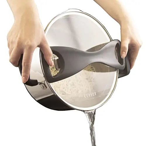 Cyrder stainless steel pasta pot with strainer lid and tri-ply clad bottom