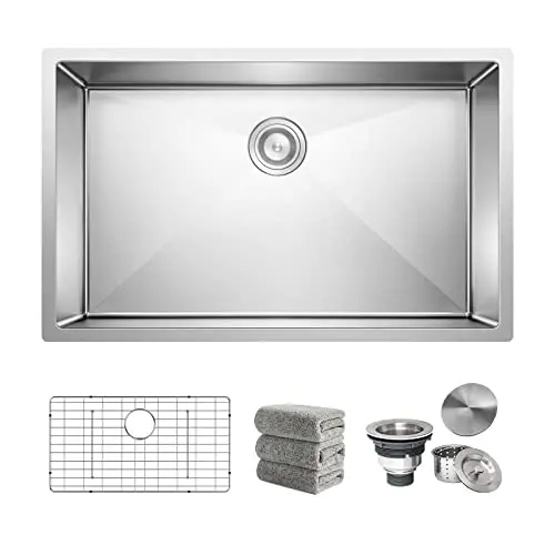 OXWISER 30x18 Inch Undermount Single Bowl Stainless Steel Kitchen Sink