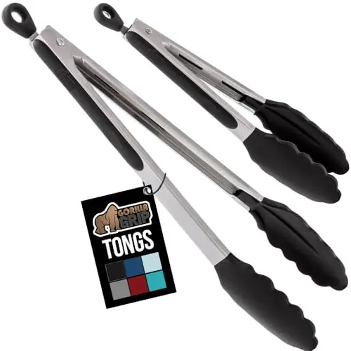GORILLA GRIP kitchen tongs set with silicone tips