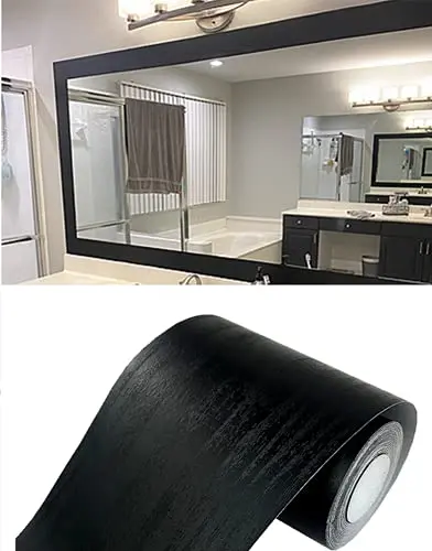 Teemall black wood grain removable border wallpaper for kitchen