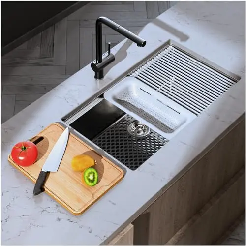 SR SUN RISE 32-inch drop-in kitchen sink with accessories