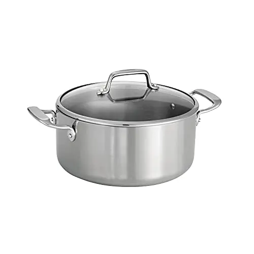 Tramontina tri-ply stainless steel Dutch oven with glass lid