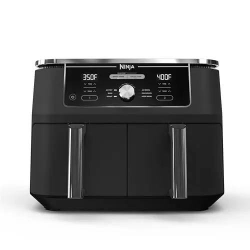 Ninja Foodi DualZone XL air fryer with two independent baskets for cooking multiple foods at once