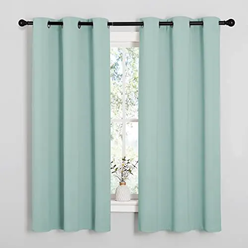 NICETOWN aqua blue blackout curtains in kitchen setting