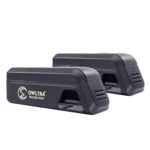 OWLTRA electric mouse trap showing sleek black design with entry tunnel