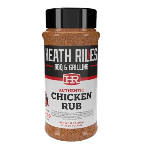 Heath Riles BBQ Rub seasoning shaker with award-winning label