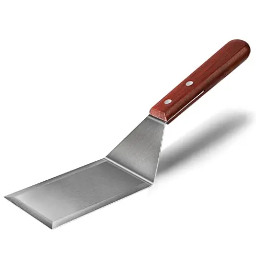 KLAQQED Metal Spatula with wooden handle and beveled edges
