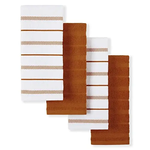 KitchenAid honey orange and white striped kitchen towels set